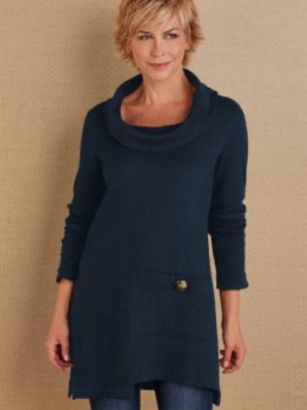 Soft Surroundings Cowl-neck tunic blue small